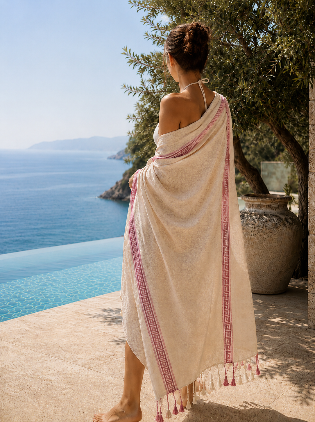 Greek Key — Crimson