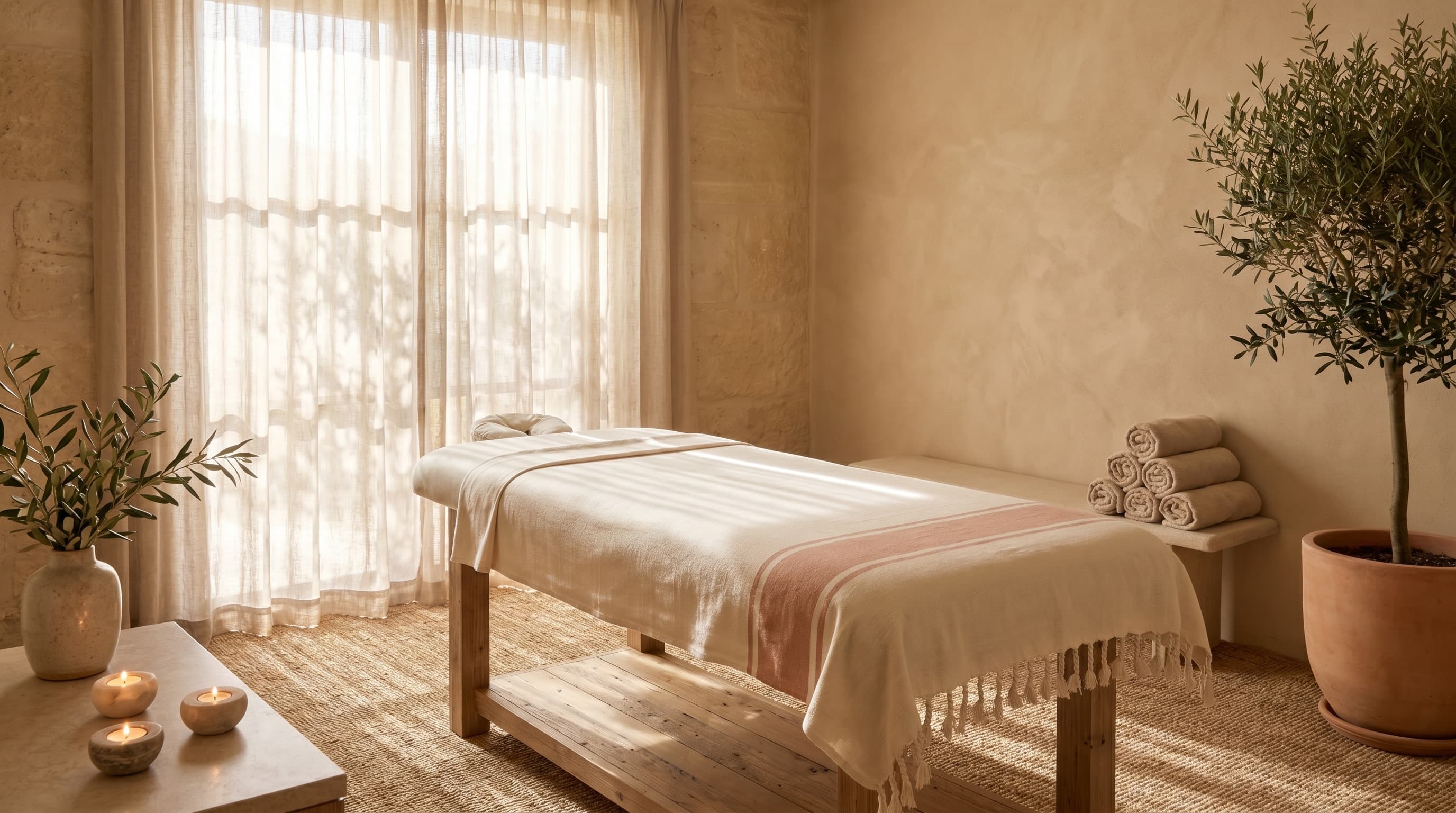 Velune peshtemal in a serene spa setting